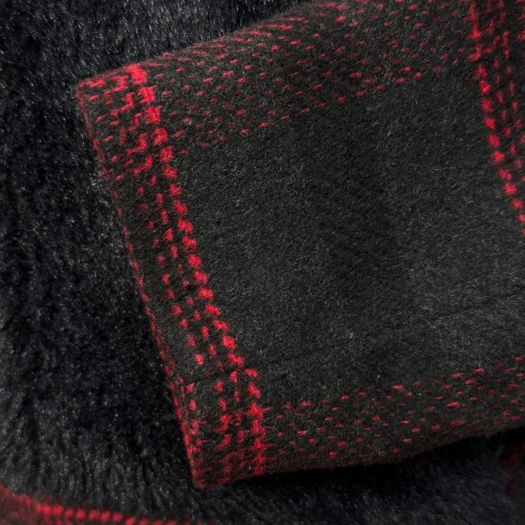 Jack BB Dakoda Rydell Buffalo Wool Blend Plaid Black Red Jacket Faux Collar Med - Picture 10 of 14